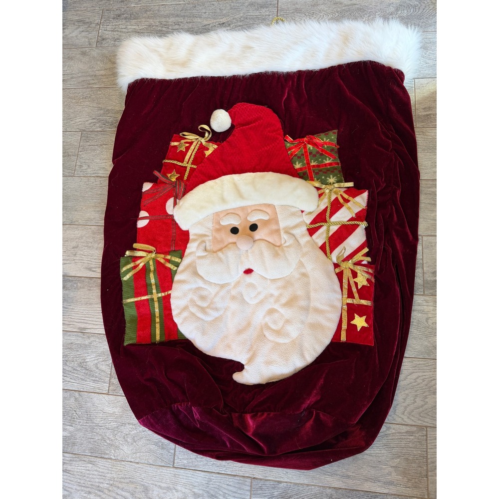 Santa‎ Claus Christmas Gift Velvet Plush Faux Fur Large Holiday Decor Toy Bag 3'